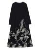 Asymmetric Flower Print Split-Joint A-Line High-Low V-Neck Midi Dresses