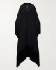 Batwing Sleeves Loose See-Through Solid Color Tasseled Mock Neck Maxi Dresses