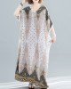 Ethnic Printed Plus Size V-Neck Batwing Sleeve Maxi Dress