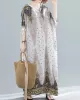 Ethnic Printed Plus Size V-Neck Batwing Sleeve Maxi Dress