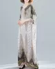 Ethnic Printed Plus Size V-Neck Batwing Sleeve Maxi Dress