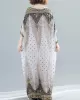 Ethnic Printed Plus Size V-Neck Batwing Sleeve Maxi Dress