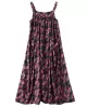 Artistic Retro Ramie Cotton Loose 3 Colors Floral Printed Square-Neck Sleeveless Strap Dress