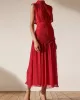 Urban Solid Color High Waisted Falbala Maxi Dress