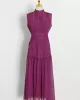 Urban Solid Color High Waisted Falbala Maxi Dress