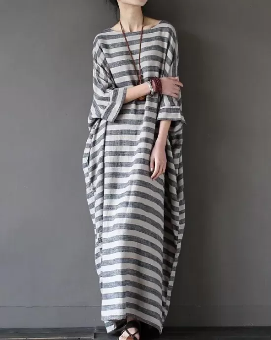 Vintage Loose Striped Dress