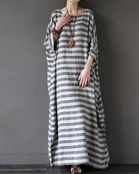 Vintage Loose Striped Dress