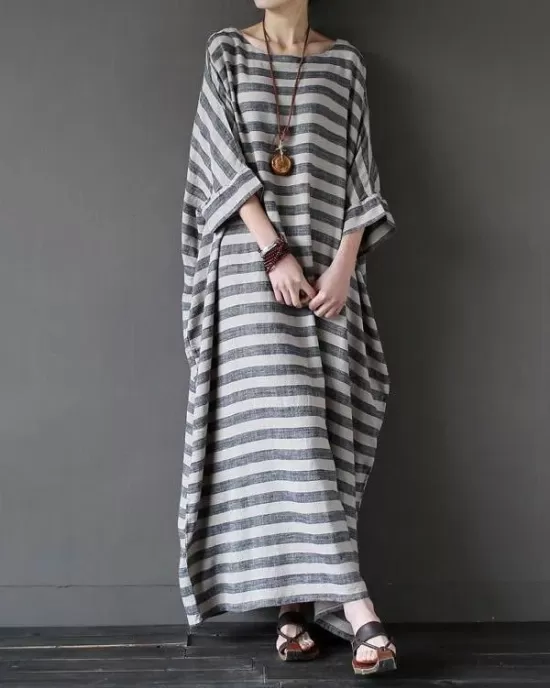 Vintage Loose Striped Dress