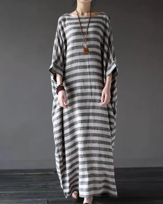 Vintage Loose Striped Dress