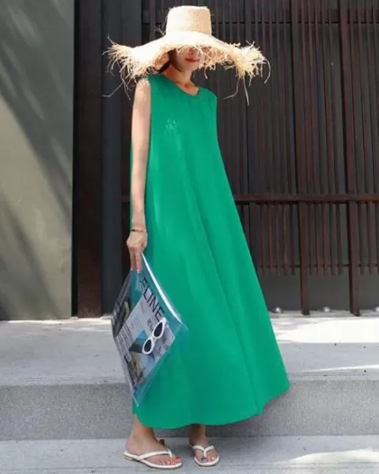 Casual Cotton Sleeveless Long Dress