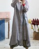 Loose Vintage Linen Plaid Round-neck Long Dress