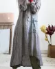 Loose Vintage Linen Plaid Round-neck Long Dress