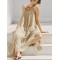 A-Line Loose Pleated Solid Color Split-Joint Round-Neck Midi Dresses Slip Dress