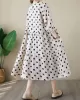 Polka Dot Split-Joint Half Sleeves Loose Midi Dresses