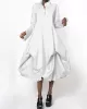 Stylish Loose Stand-Collar Long Sleeves Midi Dress