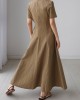 Simple Casual Solid Color Pleated Midi Dress