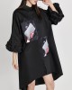 Loose High-Low Irregular Applique Shirt Dress Midi Dress