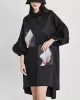 Loose High-Low Irregular Applique Shirt Dress Midi Dress