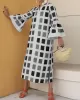 Original Flared Sleeves Split-Joint Multi-Colored Plaid Midi Dress