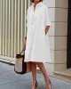 Simple Long Sleeves Solid Color Lapel Midi Dress