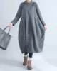 Casual Loose Plus Size Solid Color Hooded Midi Dresses