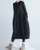 Casual Loose Plus Size Solid Color Hooded Midi Dresses