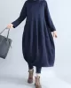 Casual Loose Plus Size Solid Color Hooded Midi Dresses