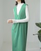 Casual A-Line Sleeveless Solid Color V-Neck Midi Dresses