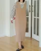 Casual A-Line Sleeveless Solid Color V-Neck Midi Dresses