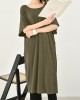 Casual Batwing Half Sleeves Solid Color Round-Neck Midi Dresses