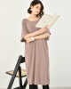 Casual Batwing Half Sleeves Solid Color Round-Neck Midi Dresses