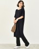 Casual Batwing Half Sleeves Solid Color Round-Neck Midi Dresses