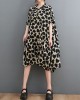 Heart Print Batwing Sleeves Irregular clipping Lapel Midi Dresses