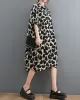 Heart Print Batwing Sleeves Irregular clipping Lapel Midi Dresses