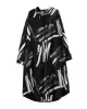 Buttoned Hooded Printed Long Sleeves Loose Outerwear Midi Dresses