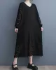 Jacquard Bishop Sleeve Long Sleeves V-Neck Midi Dresses