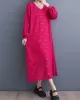 Jacquard Bishop Sleeve Long Sleeves V-Neck Midi Dresses