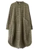 Vintage Plaid Irregularity Shirt Dresses