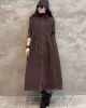 Original Solid Corduroy Lapel Dress