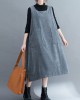 Corduroy Sleeveless Split-Joint Round-Neck Midi Dress