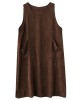 Corduroy Sleeveless Split-Joint Round-Neck Midi Dress