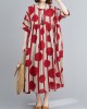 Original Polka-Dot Split-Joint Round-Neck Midi Dress