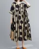 Original Polka-Dot Split-Joint Round-Neck Midi Dress