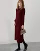 Simple Solid Color Round-Neck A-Line Midi Dress