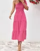 Solid Color Loose Puff Sleeves One-Shoulder Midi Dresses