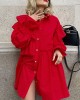 Asymmetric Buttoned Elasticity Layered Ruffled Solid Color High-Low Long Sleeves Lapel Mini Dresses