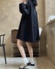 Urban Puff Sleeves Solid Color Round-Neck Mini Dress