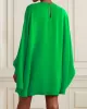 Simple Long Batwing Sleeves Solid Color Round-Neck Mini Dresses