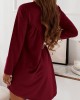 Casual Loose Long Sleeves Solid Color Round-Neck Mini Dresses