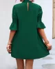 Solid Color Half Sleeves Loose High-Neck Mini Dresses